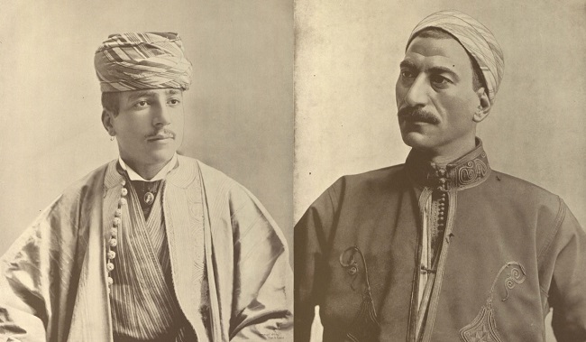 (يمين) حسن شوربا المسؤول عن سائقي الدواب في جناح شوارع القاهرة (يسار) ابن يقار بائع مصري مسيحي كان يعمل في أحد البازارات بالشارع